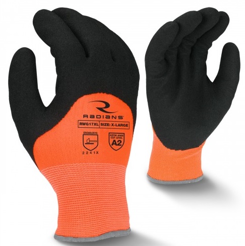 GLOVE 13G NYLON ORANGE;SHELL 3 4 DIP BLK LATEX - General Purpose